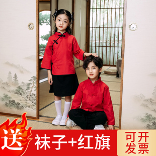 诗歌朗诵合唱团表演女童民国风演出服 中国风学生装 儿童五四青年装
