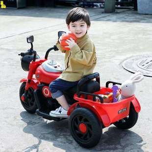 双人 8岁男女孩摩托车可坐人新款 儿童电动三轮车带斗电动玩具车2