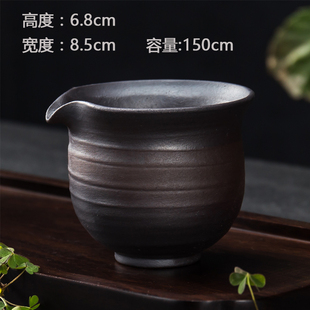 白瓷茶海哥窑仿古粗陶侧把公道杯单个分茶器功夫茶具配件陶瓷家用