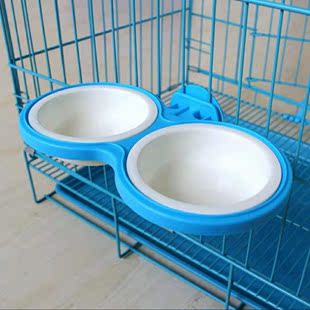 狗碗猫碗不锈钢可拆分离加厚挂笼加固狗笼挂碗 宠物挂碗固定悬挂式
