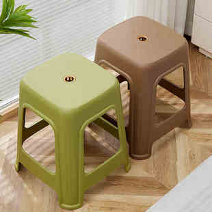 熟胶加厚塑料凳子防滑高凳板凳家用客厅成人方凳椅子 8个装