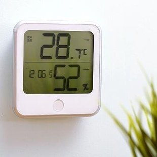 办公电子高精度温专用 家用室内闹钟湿度计 得力8959电子温湿度计