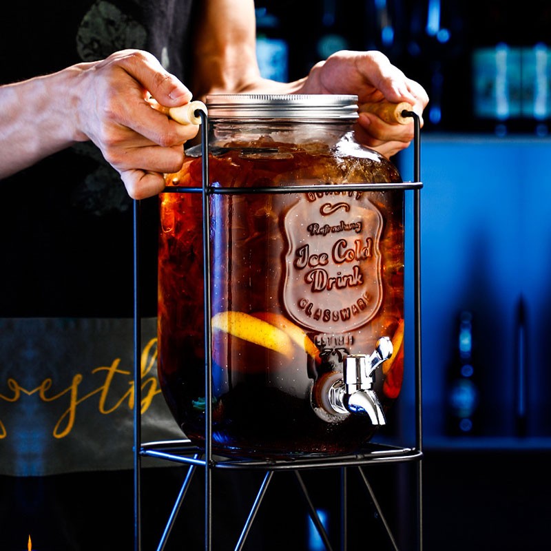 玻璃酒桶泡酒瓶带龙头牛碧桶酒吧可乐桶容器自制饮料啤酒水果茶桶