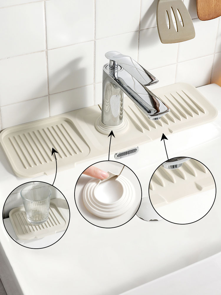 水龙头防溅沥水垫可裁剪硅胶垫卫生间厨房台面水池龙头集水排水垫
