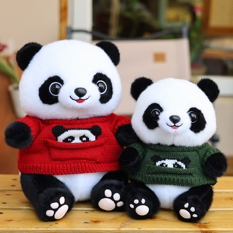 仿真小熊猫玩偶花花成都纪念品女孩儿童毛绒玩具熊猫公仔娃娃 正版
