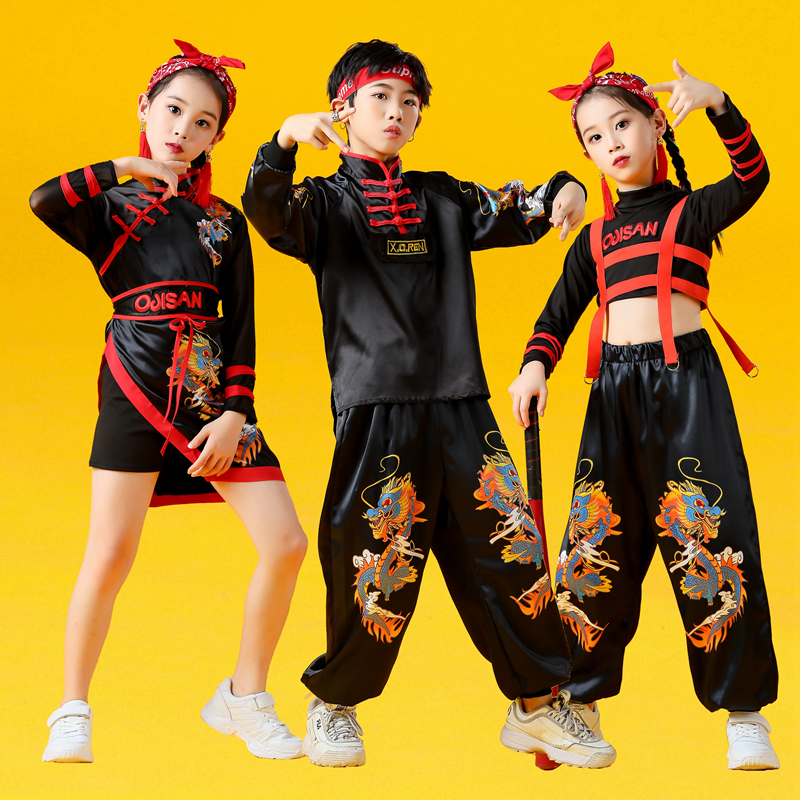 六一儿童中国风演出服啦啦操运动会表演服爵士舞蹈服走秀潮服模特