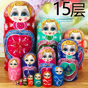 俄罗斯特色15层套娃定制刻字中国风创意礼物木质家居摆件
