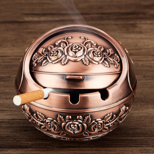 轻奢烟灰缸 家用客厅茶几大号复古创意个性 烟灰缸防风带盖耐摔欧式