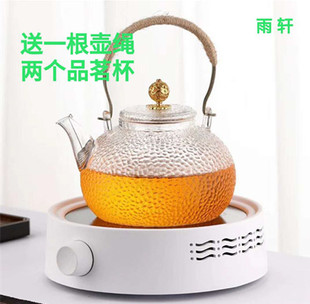加厚大容量烧水壶锤纹耐高温玻璃泡茶壶电陶炉煮茶器家用套装 日式