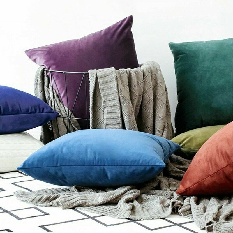 纯色方形客厅沙发样板间午睡坐垫靠垫套 现代水晶绒天鹅绒抱枕套