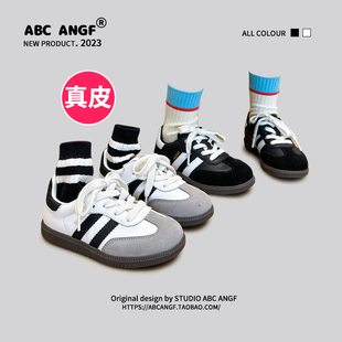 女童运动鞋 子 ABC 新款 ANGF官网儿童德训鞋 韩版 男童板鞋 2024春季