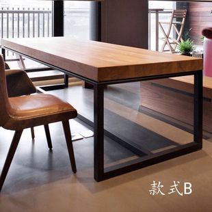 美式 LOFT全实木简约办公桌 工业风电脑桌设计桌 复古长方形会议桌