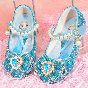 水晶鞋 小女孩亮晶晶水钻单鞋 子女童礼服软底童鞋 女儿童爱莎公主鞋