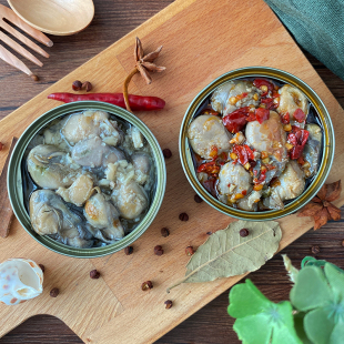 6罐装 海鲜生蚝罐头熟食即食方便速食食品蒜蓉腌制麻辣牡蛎肉100g