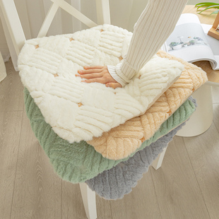 椅子垫长毛绒餐椅垫加厚保暖可拆洗椅子坐垫座垫防滑定做 简约冬季