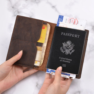 包邮 原创手工头层牛皮护照夹复古创意保护套机票多功能卡套证件套
