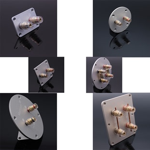喇叭线接线板开孔49mmDIY配件铝板 2位方形纯铜接线柱音箱接线盒