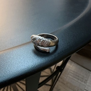 银饰 纯银戒指蛇形指环925纯银饰品开口可调节复古vintage个性
