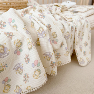 宝宝全棉午睡毯婴儿超柔夏被 A类卡通纯棉六层纱布盖毯毛巾被夏季