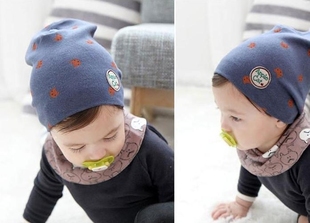 韩国进口applecat婴儿童春秋护耳帽子棉质针织男女宝宝防风套头帽