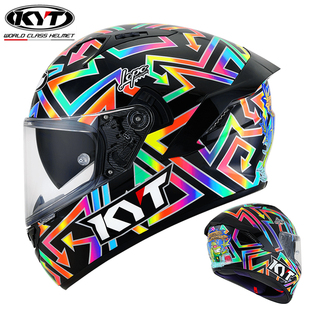 新款 KYT摩托车头盔夏季 跑盔 轻便男女士全盔防雾双镜片机车全覆式