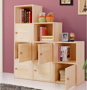 简易书柜实木书柜书架收纳柜儿童环保书架自由组合柜带门柜单个柜