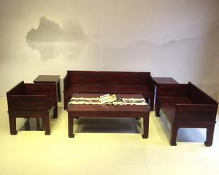 新品 非洲小叶紫檀古中式 血檀素面沙发123六件套交趾黄檀 沙发整装