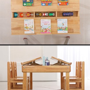 儿童图书馆阅读绘画长方桌 幼儿园实木抬头桌中小学美术课桌椅套装