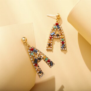 stud letter fashion border female English Cross earrings 新品