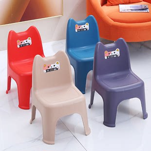 凳防滑猫耳靠背椅 塑料椅子创意家用加厚儿童靠背椅可叠放入户换鞋