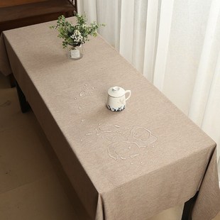 长方形 桌旗会议室桌布展台酒店书桌A麻布色复古茶雅中式 定制新品