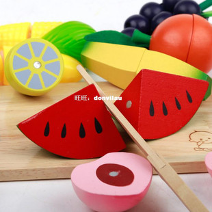Kids Baby Kitchen Fruit Toy Crush Pretgend Learning Wood