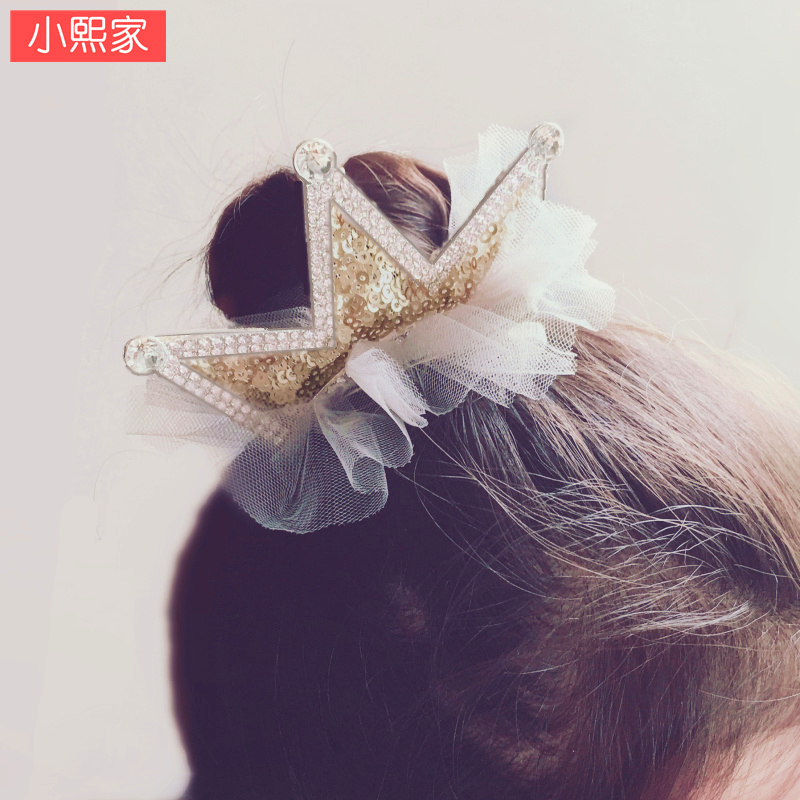 小熙家韩国公主皇冠发夹儿童发饰女孩头饰大发卡顶夹女童宝宝生日