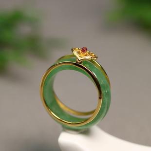 特价 6052 S925银镶嵌  冰种满绿天然A货翡翠戒指指环