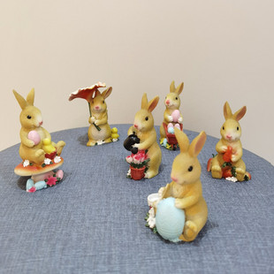 六件可套爱卡通小兔子装 花盆装 创意树脂小摆设 饰仿真动物 饰摆件