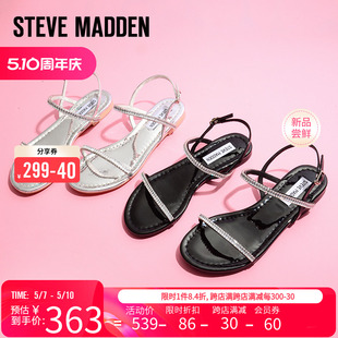 新款 Steve COSIMAS 水钻一字型平底凉鞋 Madden 女 思美登夏季