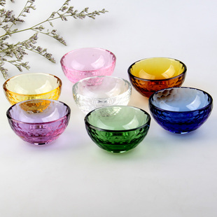 供水杯供佛杯碗面膜调配碗 白水晶碗耐热透明纯色玻璃七彩碗套装