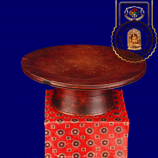 高脚实木盘子民族特色家具手工制作糖果盘点心盘老物件 西藏红藏式