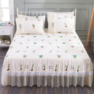 床罩单件床盖夏1.5米床套花边1.8m2双人保护套 蕾丝公主床裙式 韩版