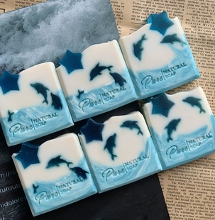 海豚手工皂海洋海浪创意蓝色趣味伴手礼男生切皂可爱海洋馆纪念品