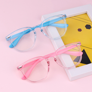 韩系儿童眼镜防蓝光男童女童上网课可爱方框小孩子平光镜保护视力