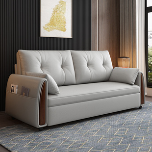 沙发床可折叠双人两用小户型多功能经济型推拉实木科技布沙发床