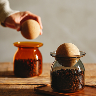 咖啡豆保存罐复古密封储物罐食品级玻璃咖啡粉保鲜存储大容量收纳