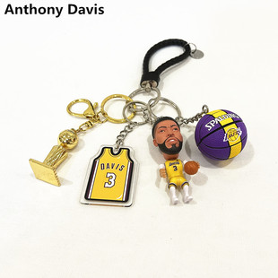 湖人安东尼戴维斯人偶手办篮球钥匙扣挂件礼盒生日礼物周边纪念品