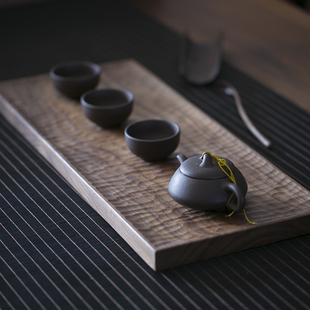 干泡台茶具现代简约茶海 黑胡桃木茶盘家用手工托盘实木质小型日式
