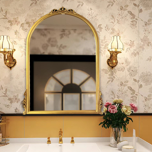 复古拱形浴室镜卫生间镜子LED智能背灯挂镜化妆镜梳妆台 美式 法式