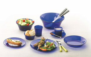 宝蓝钢化双耳沙拉碗盘杯家用冷热微波 法国进口Duralex多莱斯法式