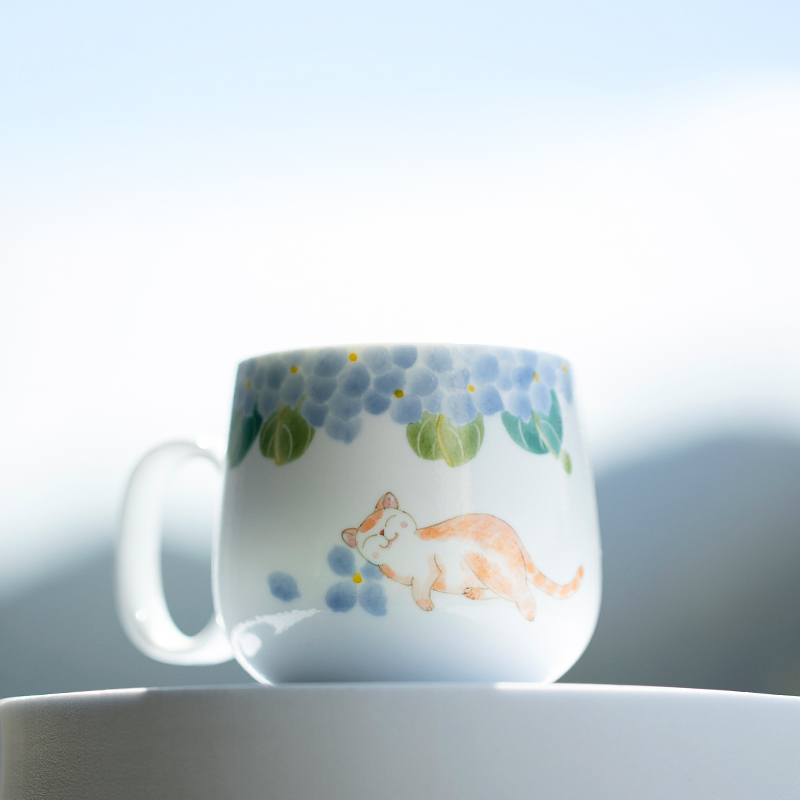 山水间绣球猫釉下彩手绘桂花兔陶瓷马克杯咖啡杯小鹿高颜值杯子女
