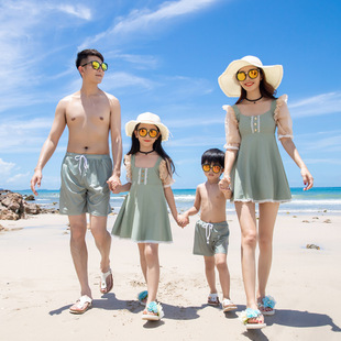 全家亲子装 2023新款 父女母子泳装 游泳衣一家三口沙滩温泉父子泳裤