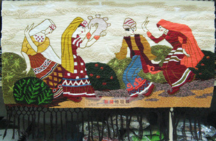 新疆手工艺术编织挂毯装 饰画 客厅壁毯壁挂壁画背景墙布 丝绸之路